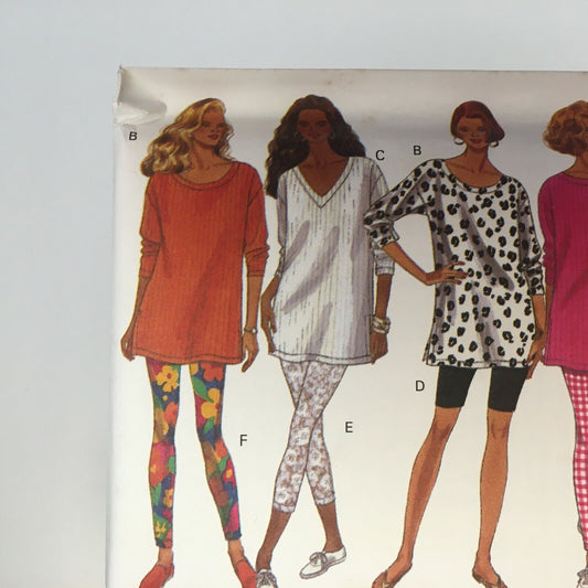 Butterick Sewing Pattern 6659 Oversized Tunic Top Leggings 90s Uncut XS S M 6-14