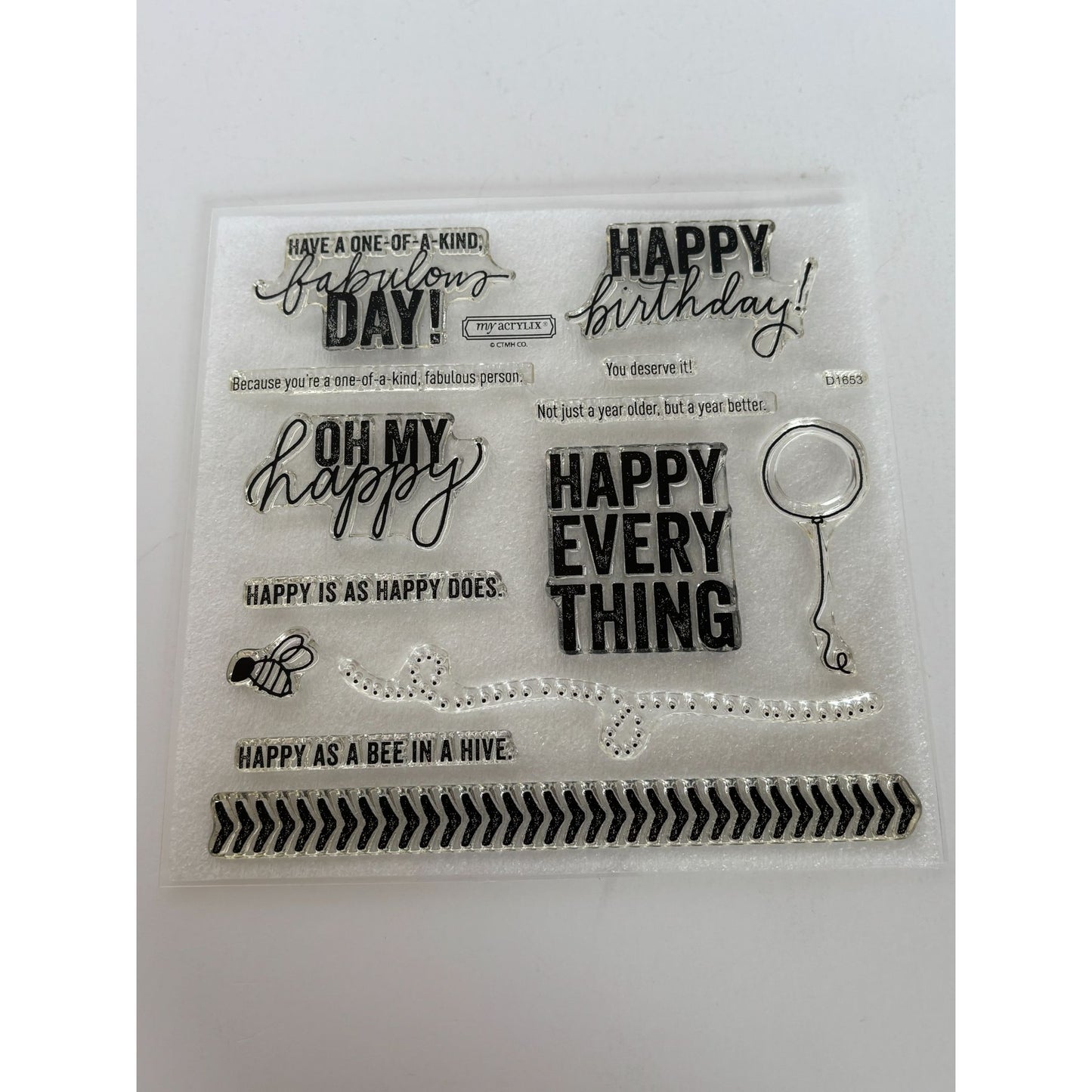 CTMH My Acrylix Acrylic Stamp Set Happy Everything Operation Smile Balloon Bee