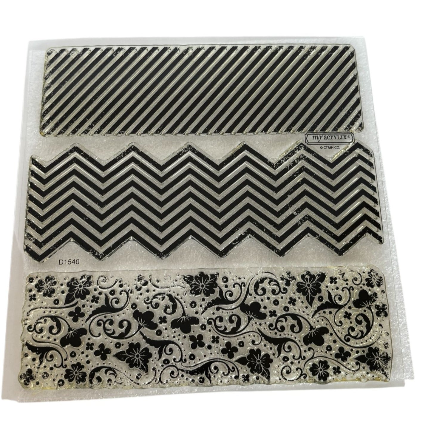 CTMH My Acrylix Acrylic Stamp Set In the Background Flair Chevron Stripes Floral
