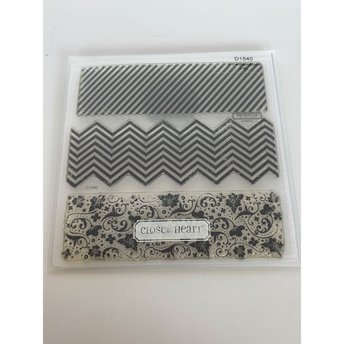 CTMH My Acrylix Acrylic Stamp Set In the Background Flair Chevron Stripes Floral