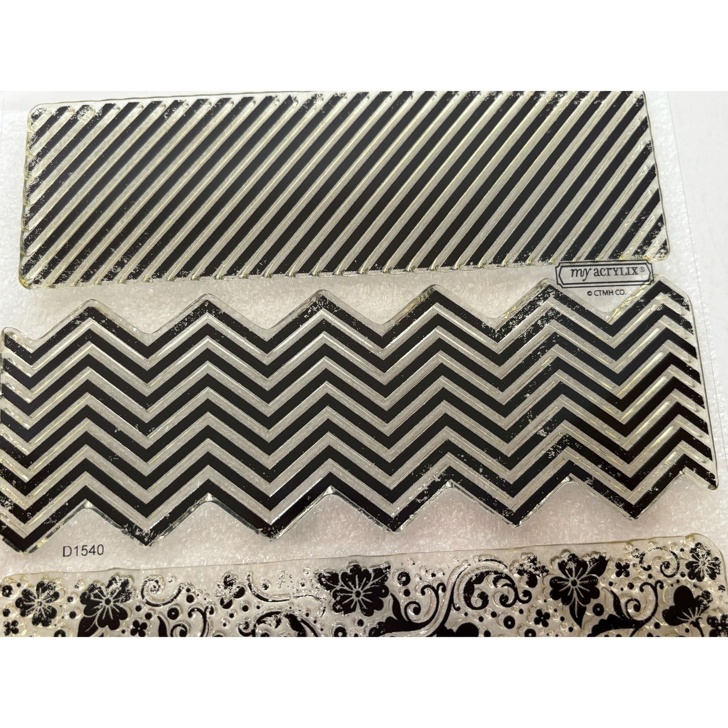 CTMH My Acrylix Acrylic Stamp Set In the Background Flair Chevron Stripes Floral