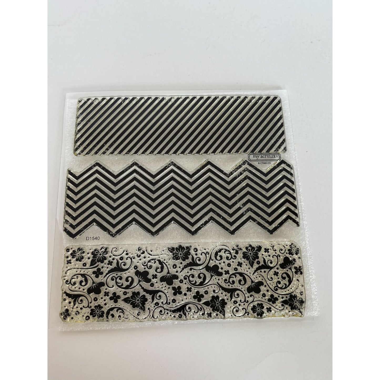 CTMH My Acrylix Acrylic Stamp Set In the Background Flair Chevron Stripes Floral