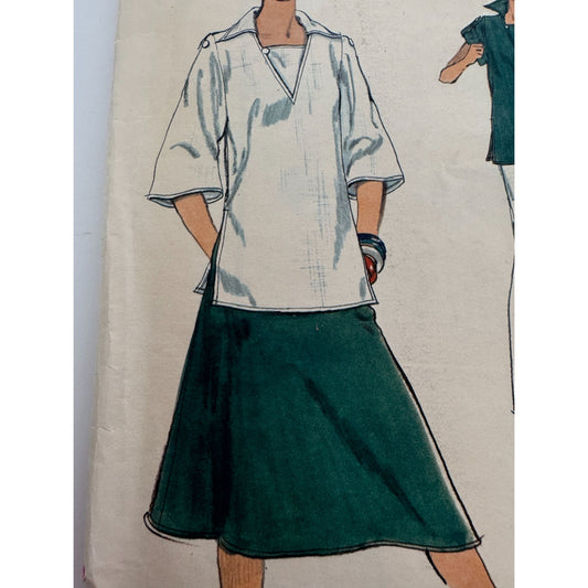 Vogue Sewing Pattern 9529 Misses Top Straight Pants A-Line Skirt Size 10 Uncut
