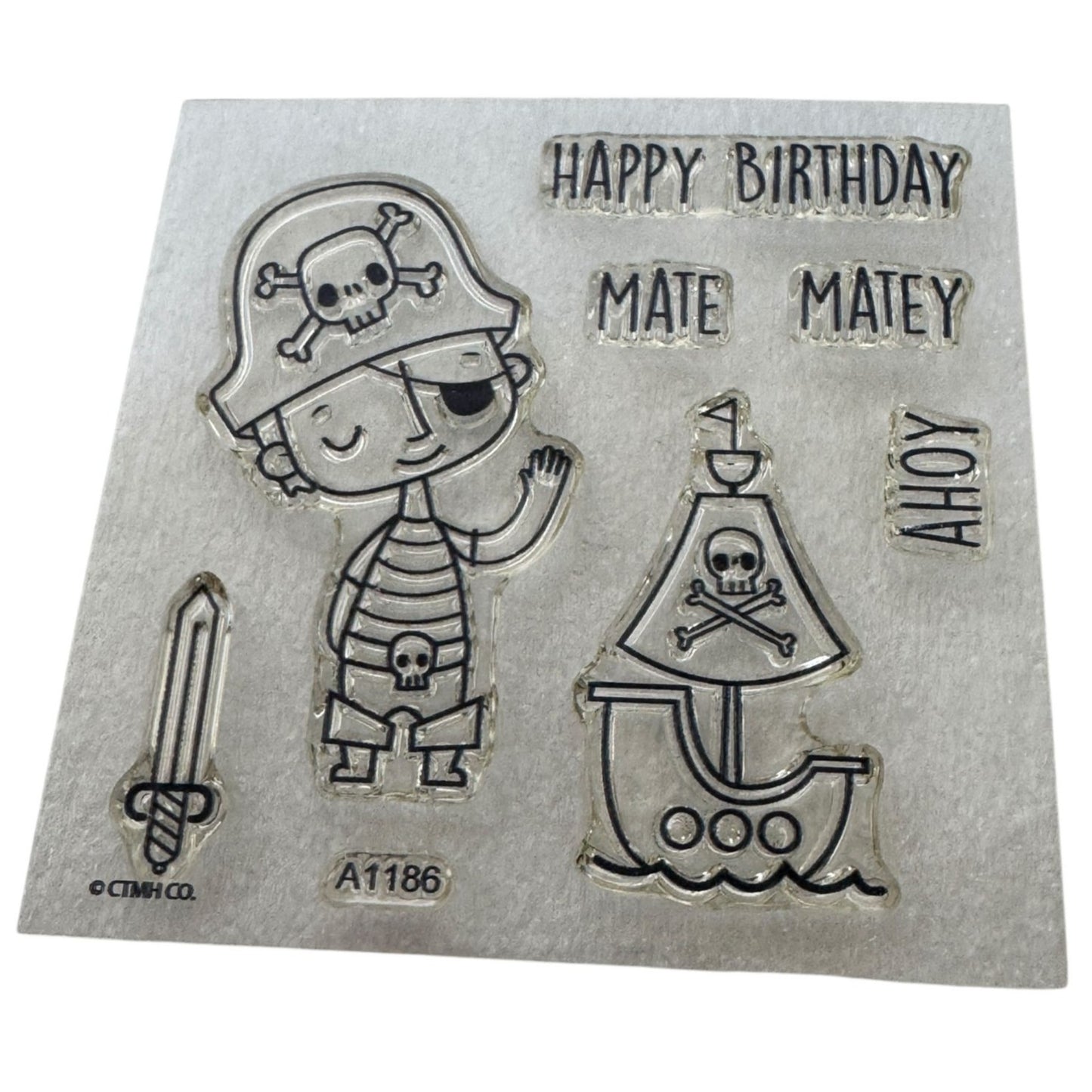 CTMH My Acrylix Acrylic Stamp Set A1186 Pirate Birthday Card Making Ahoy Matey