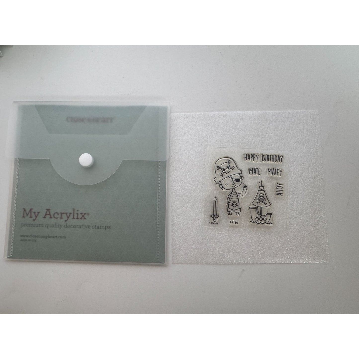 CTMH My Acrylix Acrylic Stamp Set A1186 Pirate Birthday Card Making Ahoy Matey