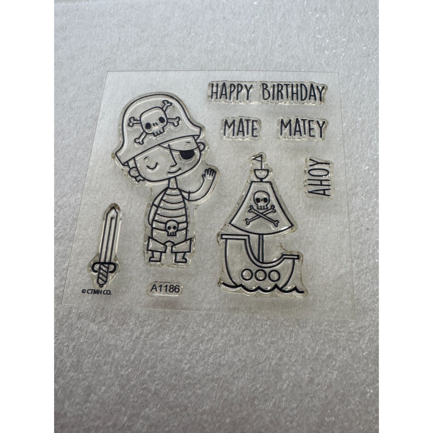 CTMH My Acrylix Acrylic Stamp Set A1186 Pirate Birthday Card Making Ahoy Matey