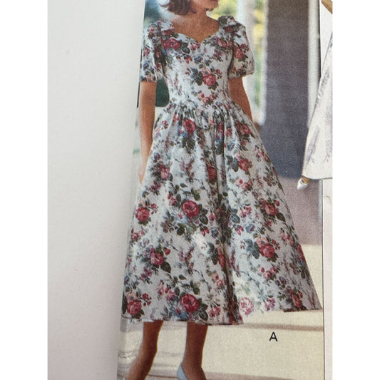 Butterick Sewing Pattern 5321 Dress Tea or Evening Length 6 8 10 Wedding 90s UC