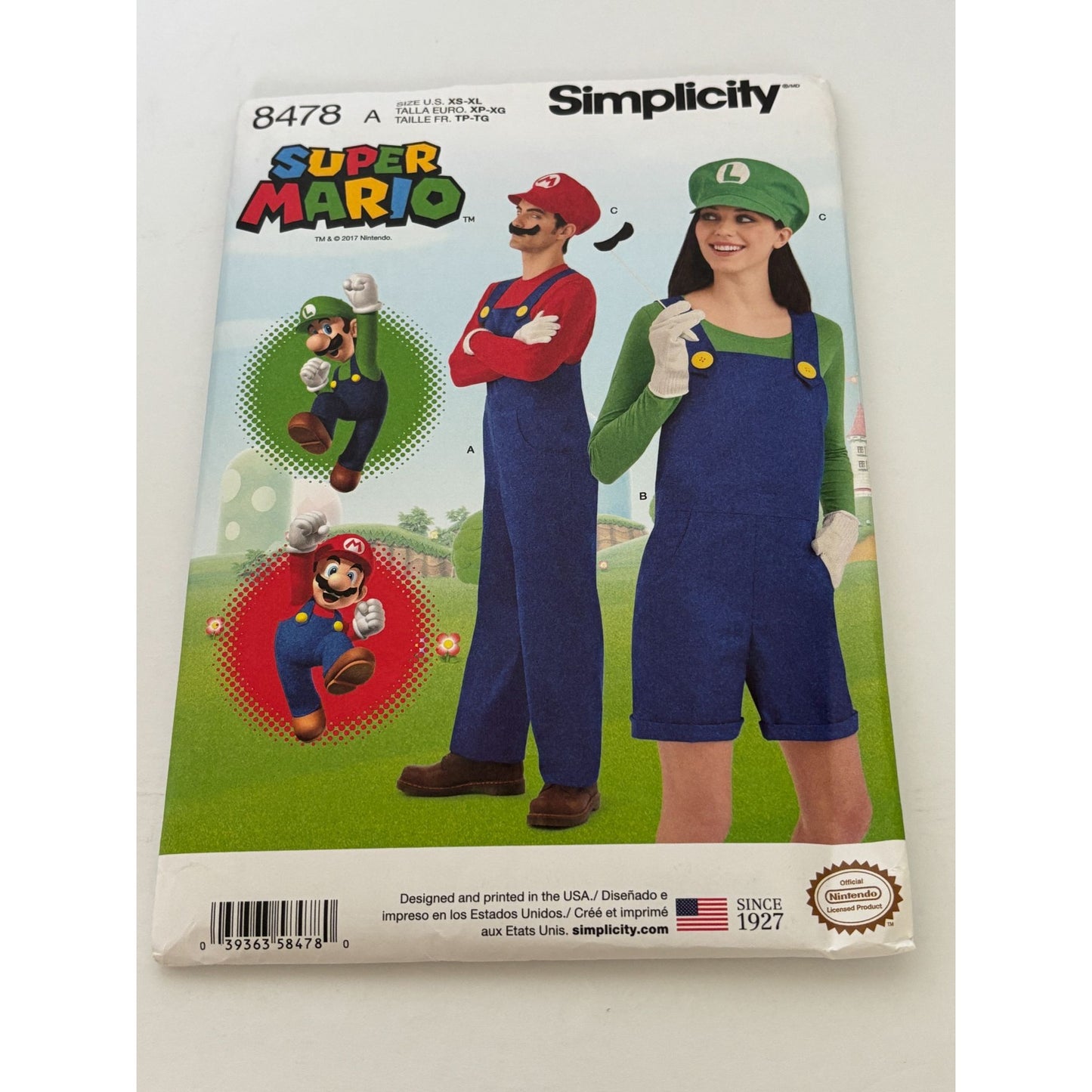 Simplicity Sewing Pattern 8478 Super Mario Brothers Luigi Costume Teen Adult UC