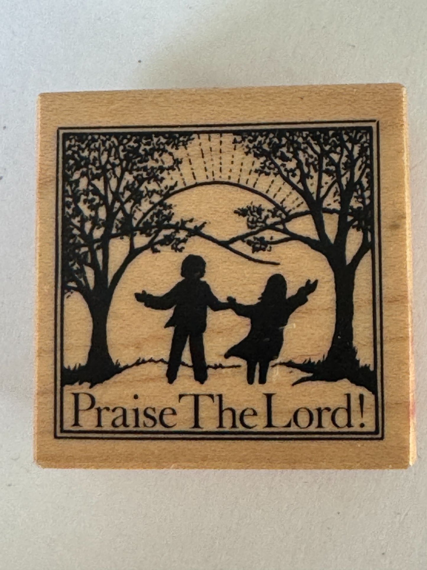 PSX Rubber Stamp Praise The Lord Silhouette Children Religious Christian E-933