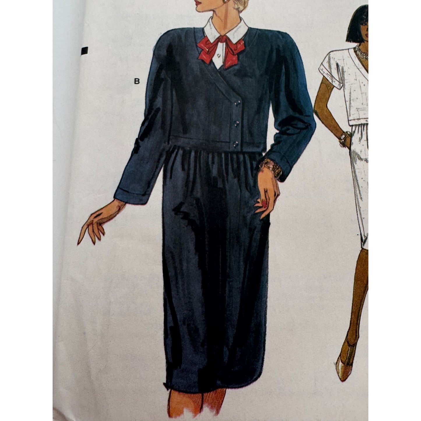 Vogue Sewing Pattern 9340 Misses Work Top Dickey Straight Skirt 6 8 10 1980s UC
