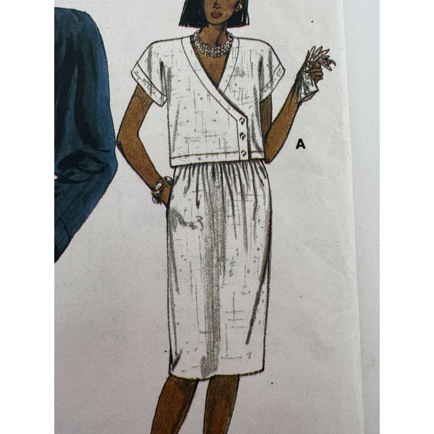 Vogue Sewing Pattern 9340 Misses Work Top Dickey Straight Skirt 6 8 10 1980s UC