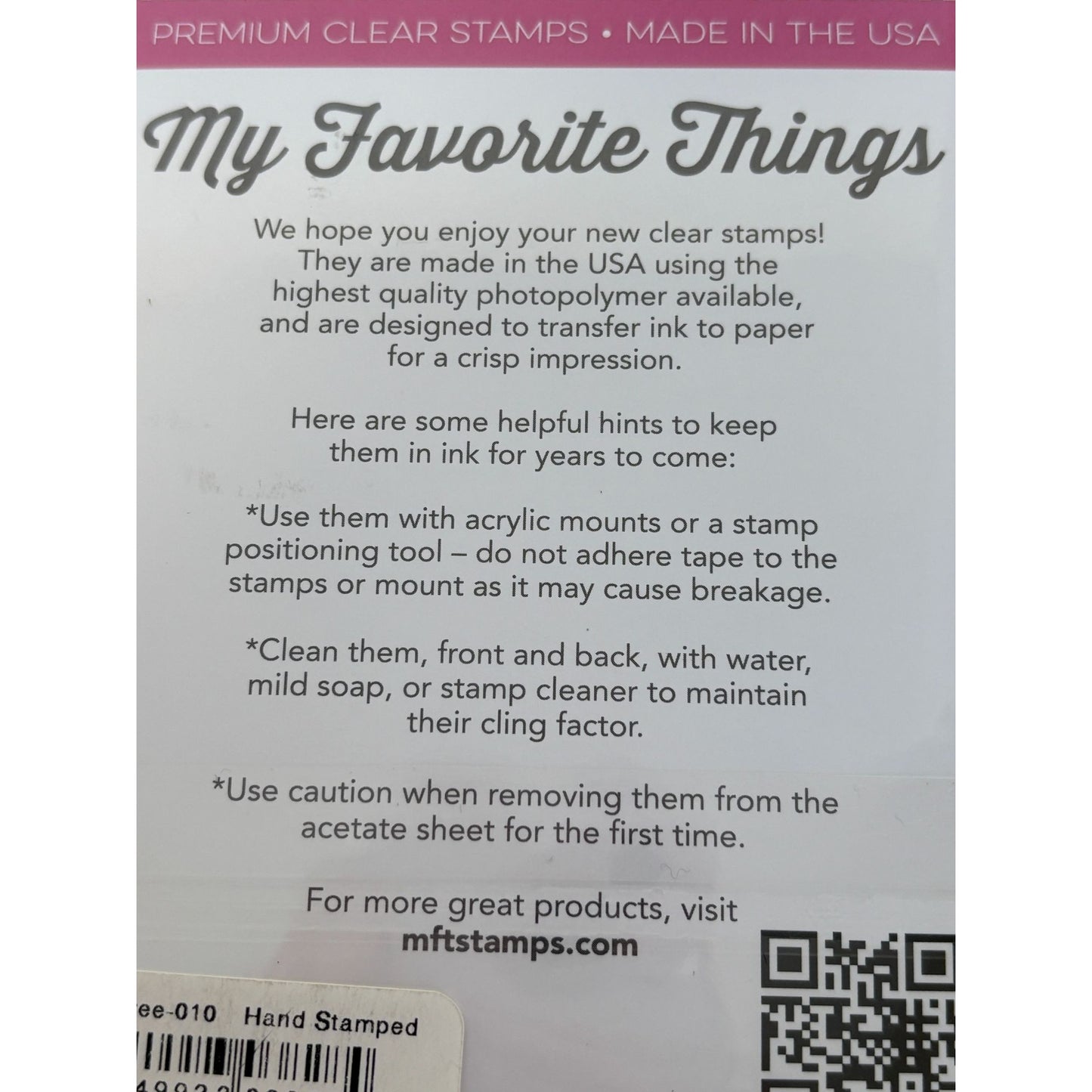 My Favorite Things Clear Stamps Set Hand Stamped For You Happy Mail Handmade By