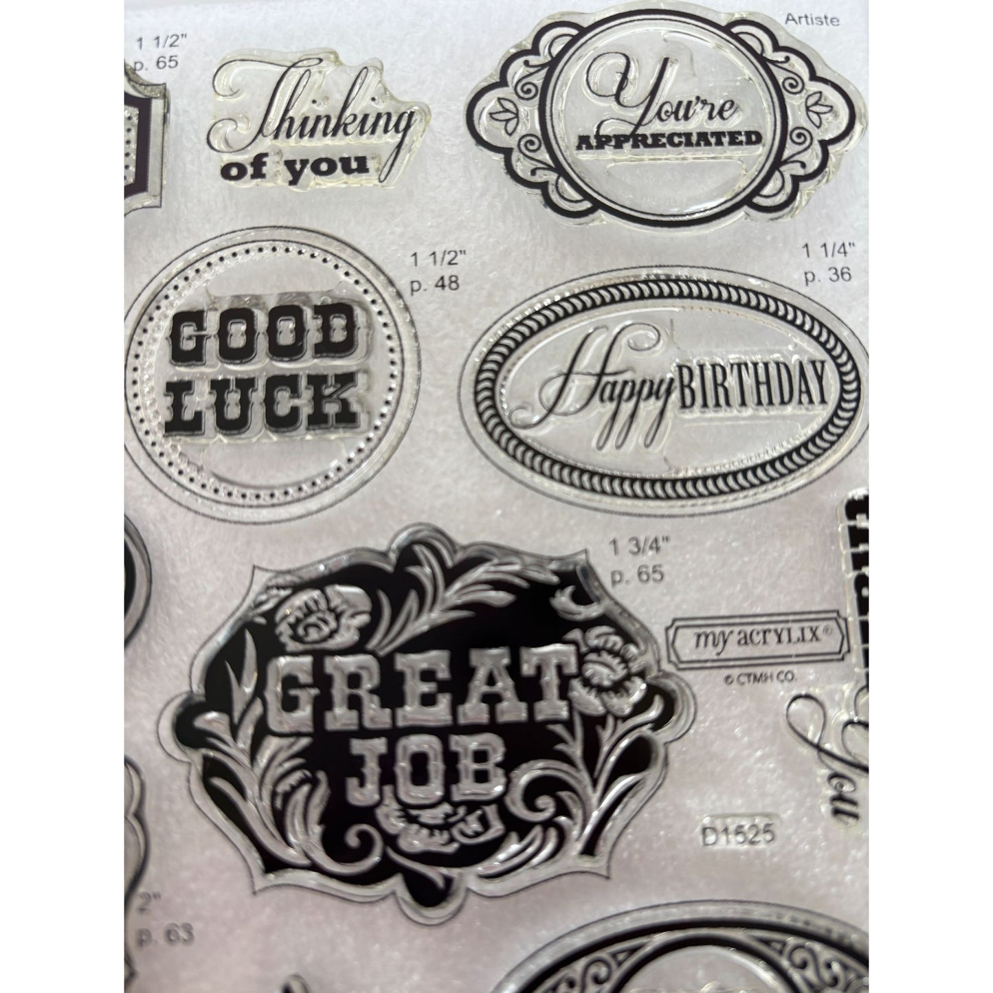 CTMH My Acrylix Acrylic Stamp Set Casual Expressions Occassions Birthday Thanks