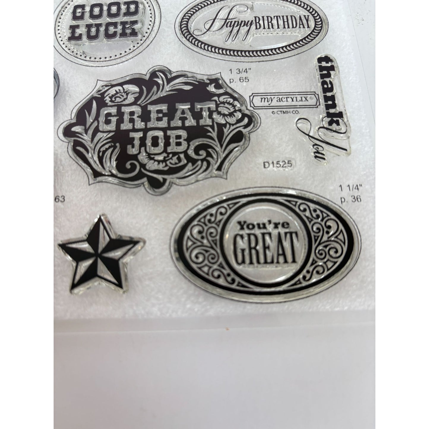 CTMH My Acrylix Acrylic Stamp Set Casual Expressions Occassions Birthday Thanks
