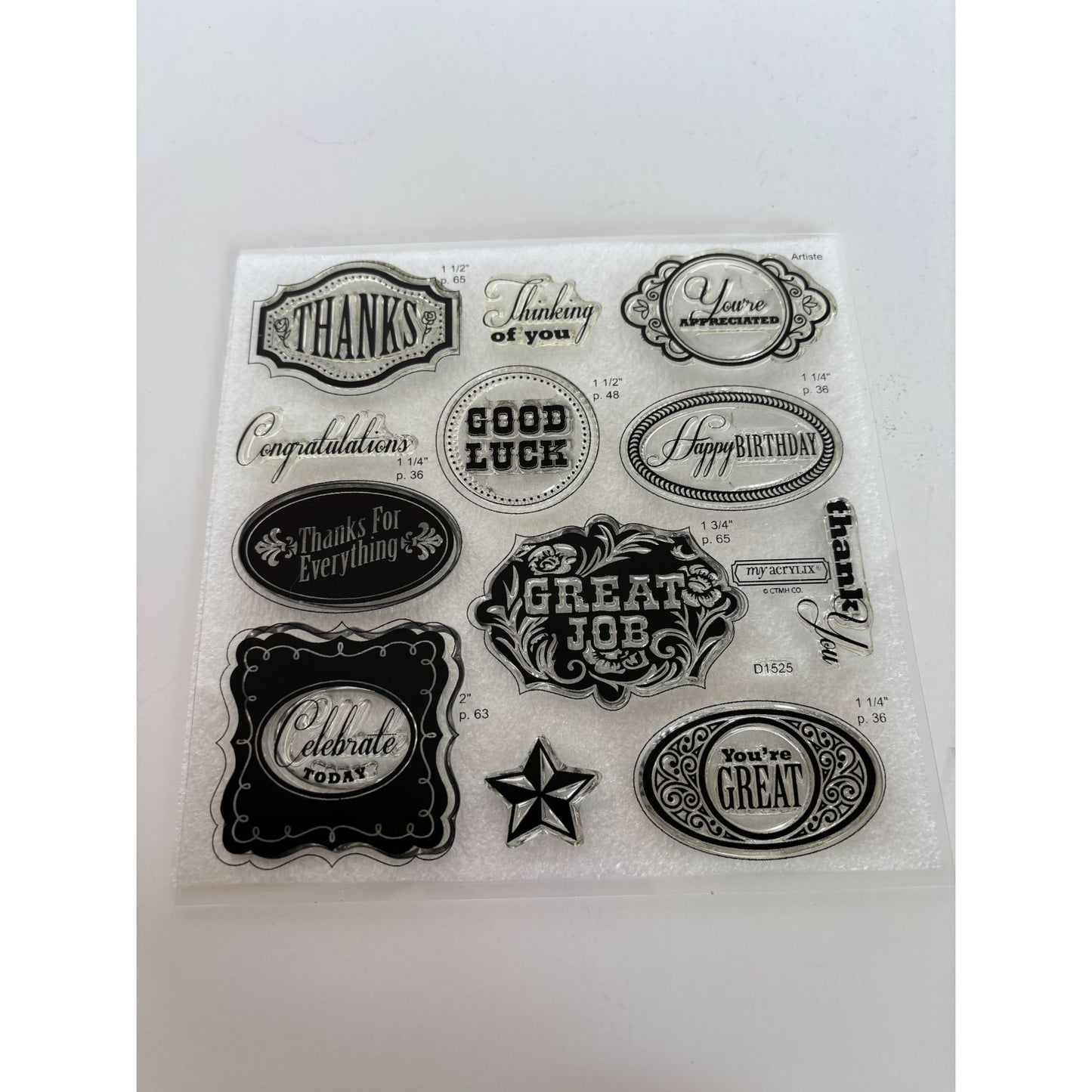 CTMH My Acrylix Acrylic Stamp Set Casual Expressions Occassions Birthday Thanks
