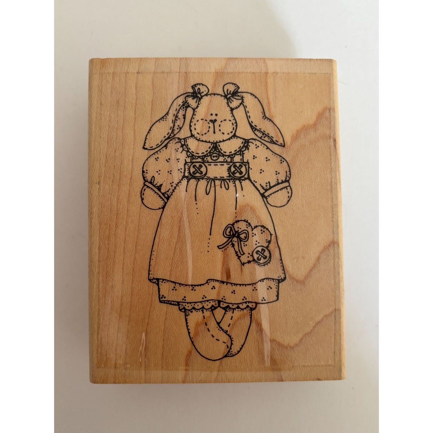 Bunny Doll Rubber Stamp Rabbit Rag Doll Country Patches Buttons Toy Cardmaking