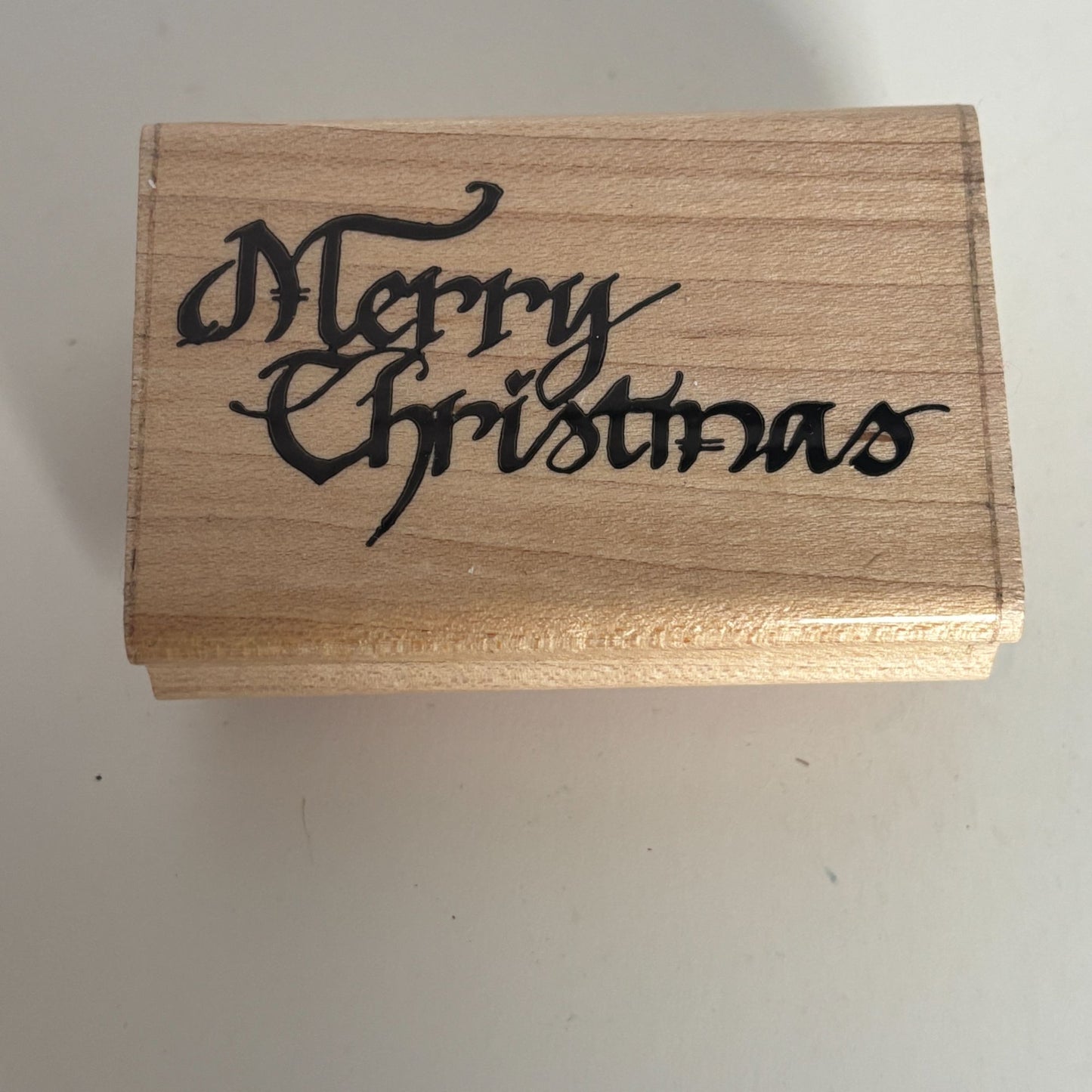 DOTS Wood Rubber Stamp Merry Christmas Card Making Sentiment Words Greeting J106