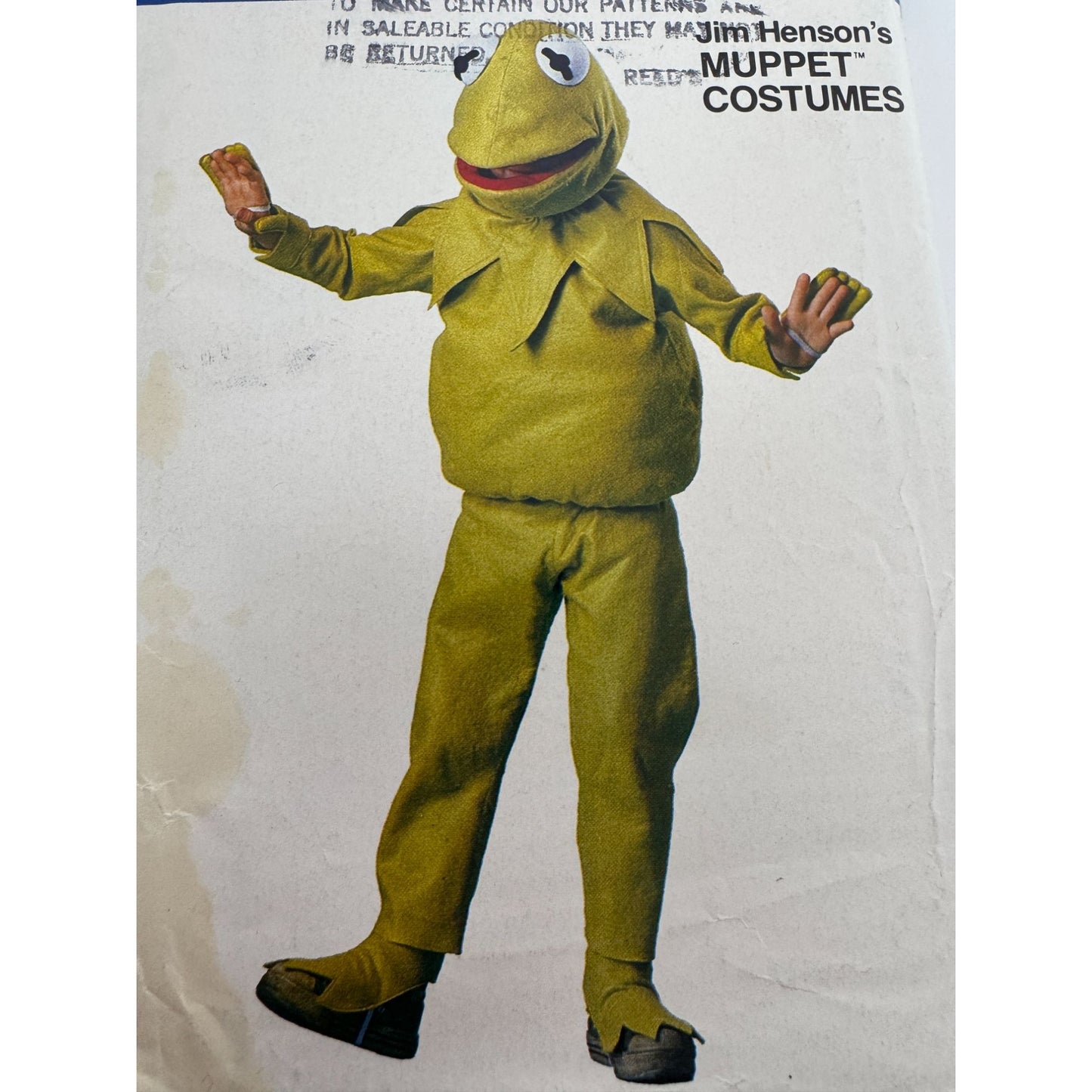 Vogue Sewing Pattern 8476 Kermit Frog Costume Jim Henson Muppet Kids Halloween
