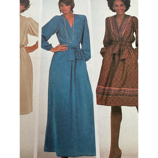 McCalls Sewing Pattern 7728 Long Dress and Tie Belt 16 18 20 Vintage 1980s Uncut