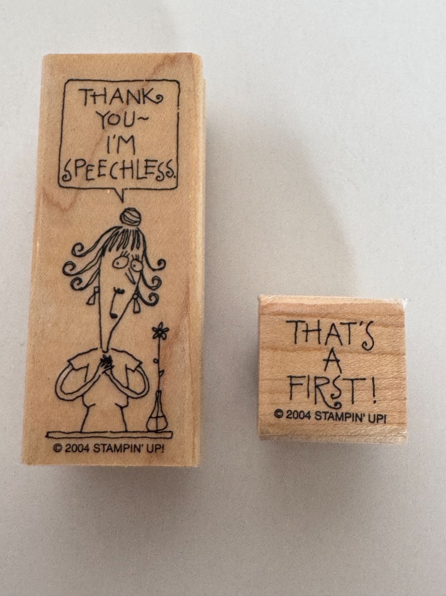 Stampin Up Rubber Stamps Thank You Card Making Words Speechless Funny Humor Art