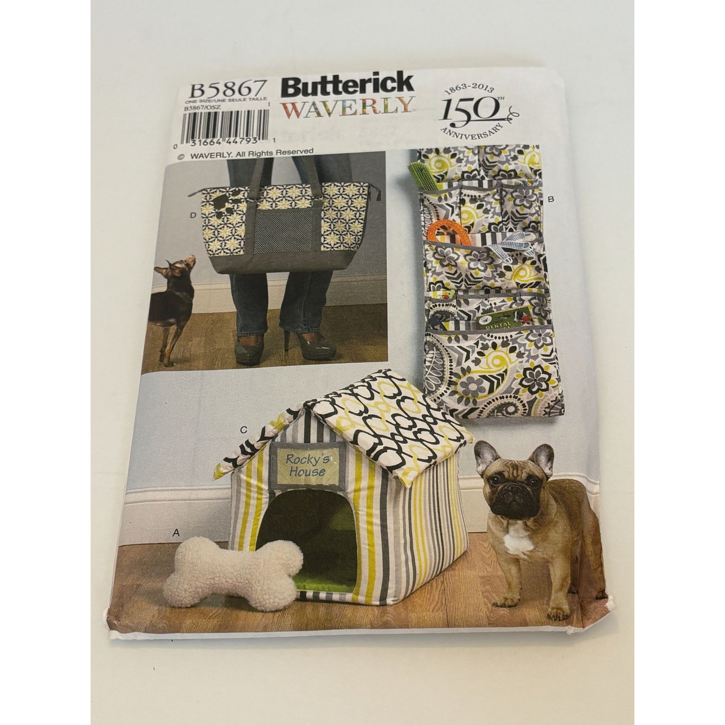 Butterick Waverly Sewing Pattern B5867 Dog House Pet Toy Organizer Tote Bag UC