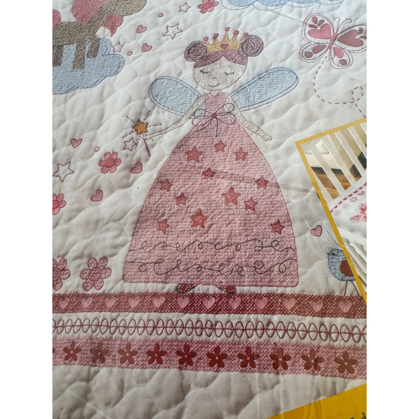 Bucilla Stamped Cross Stitch Baby Bedroom Decor Crib Cover Fairytale Princess