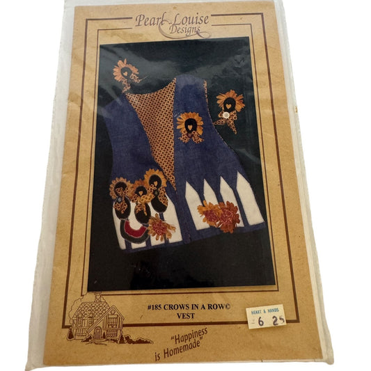 Pearl Louise Sewing Pattern Crows In A Row Vest Fall Quilting Applique Folk Art