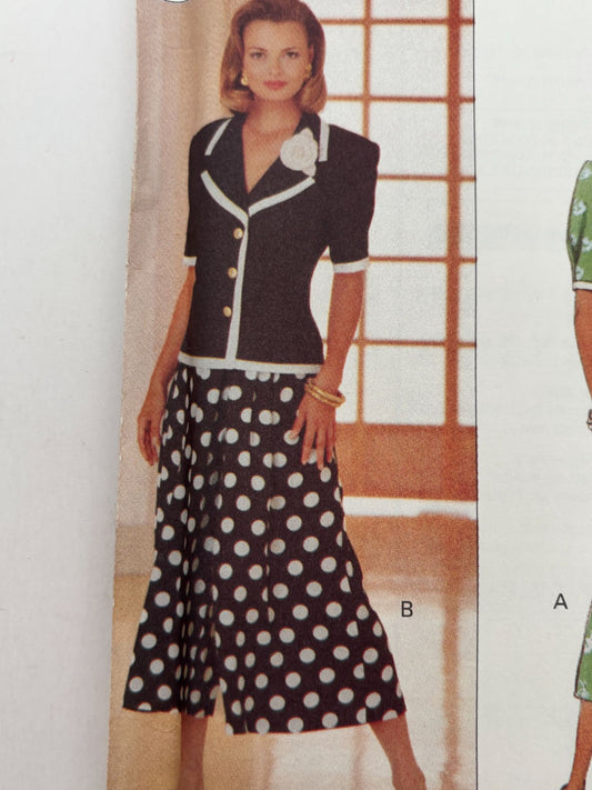 Butterick Sewing Pattern 6574 Work Outfit Minimalist Split Skirt 90s 12 14 16 UC