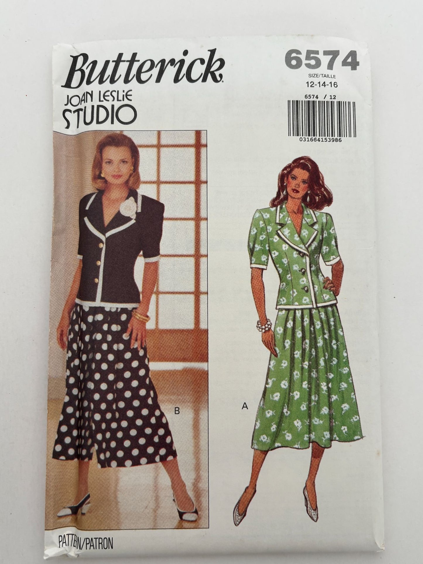 Butterick Sewing Pattern 6574 Work Outfit Minimalist Split Skirt 90s 12 14 16 UC