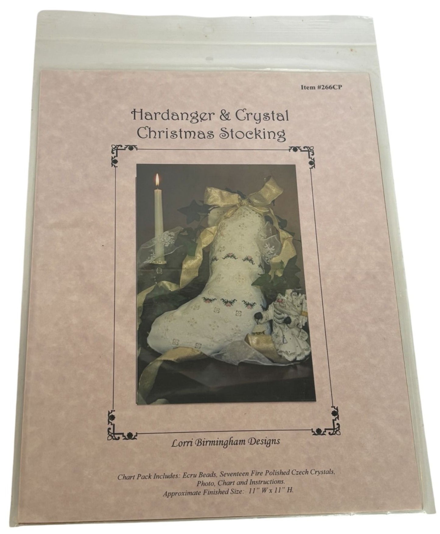 Hardanger and Crystal Christmas Stocking Pattern Embroidery Needlework Holiday Heirloom Project Chart Czech