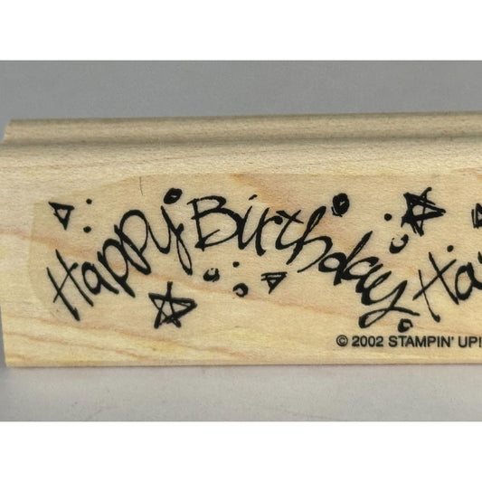 Stampin Up Rubber Stamp Happy Birthday Card Making Words Sentiment Party Wooden