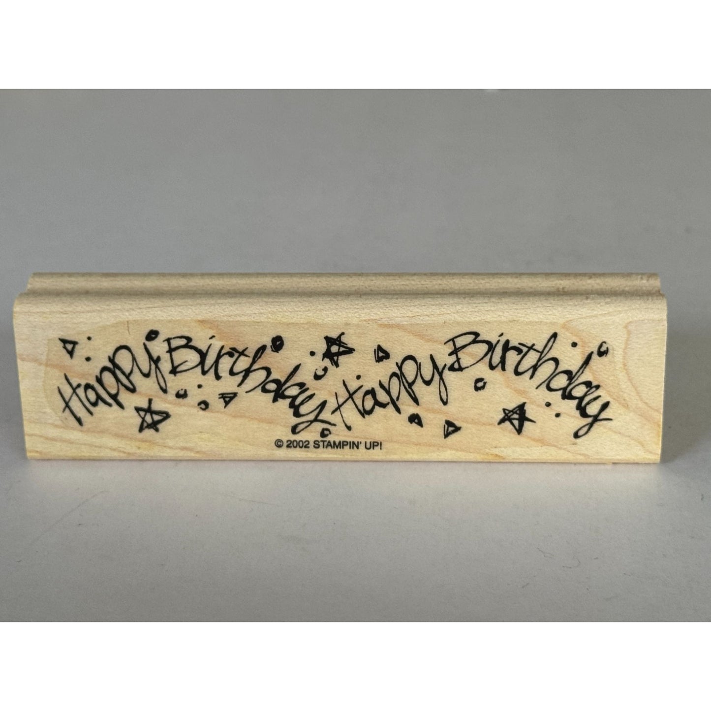 Stampin Up Rubber Stamp Happy Birthday Card Making Words Sentiment Party Wooden