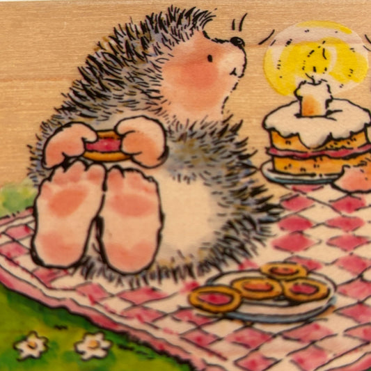 Penny Black Rubber Stamp Hedgehog Birthday Card Making Mouse Party Cake Friends