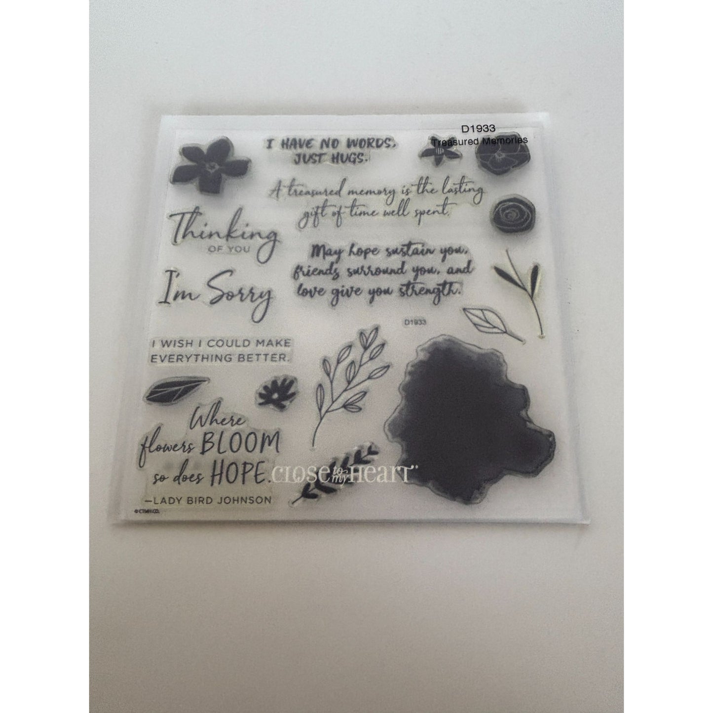 CTMH Acrylic Stamp Set Treasured Memories Sympathy Sentiments Words My Acrylix