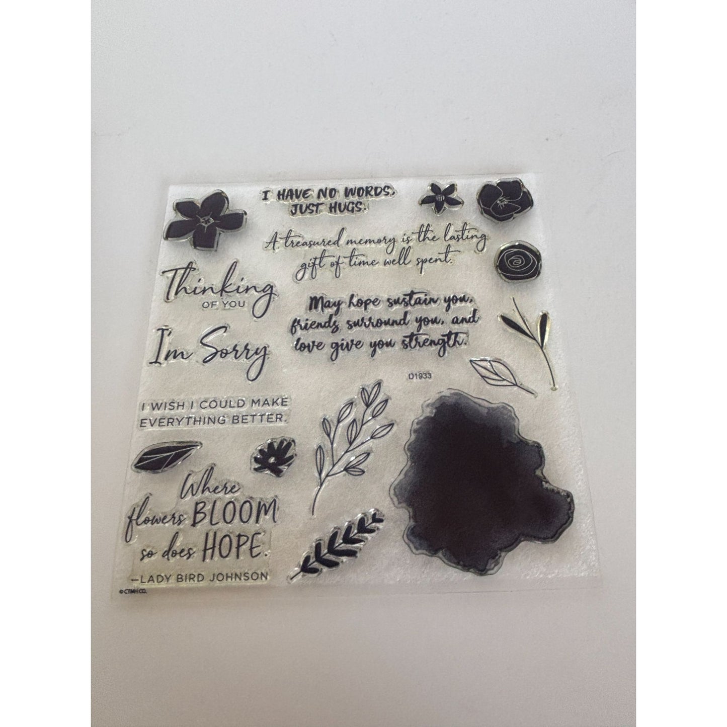 CTMH Acrylic Stamp Set Treasured Memories Sympathy Sentiments Words My Acrylix
