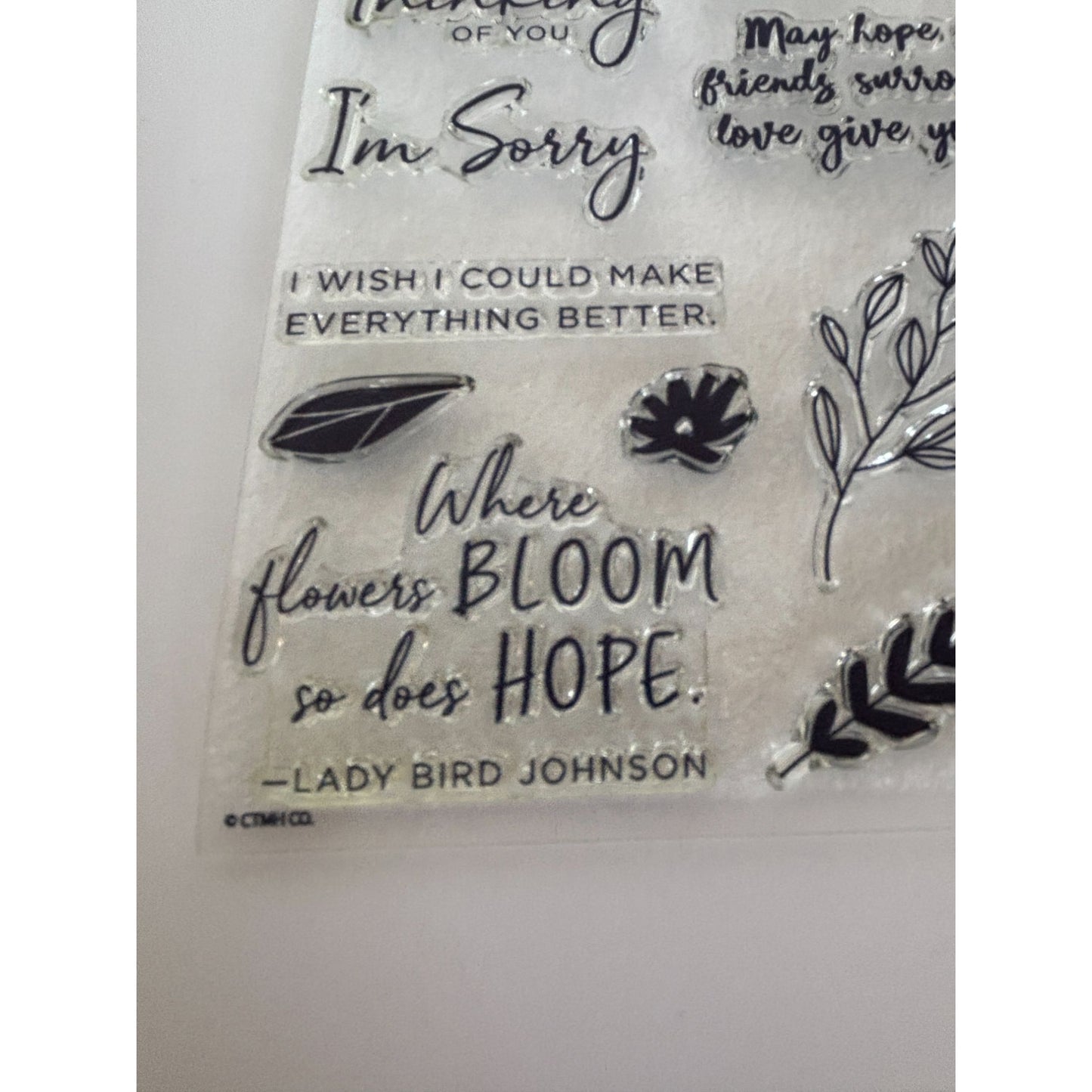 CTMH Acrylic Stamp Set Treasured Memories Sympathy Sentiments Words My Acrylix