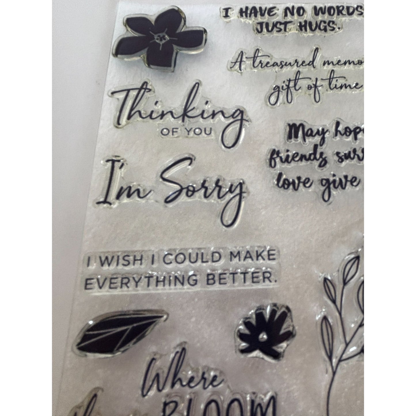 CTMH Acrylic Stamp Set Treasured Memories Sympathy Sentiments Words My Acrylix