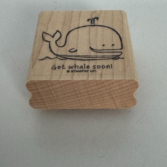 Stampin Up Rubber Stamp Pun Get Whale Soon Pun Get Well Card Making Animal Words