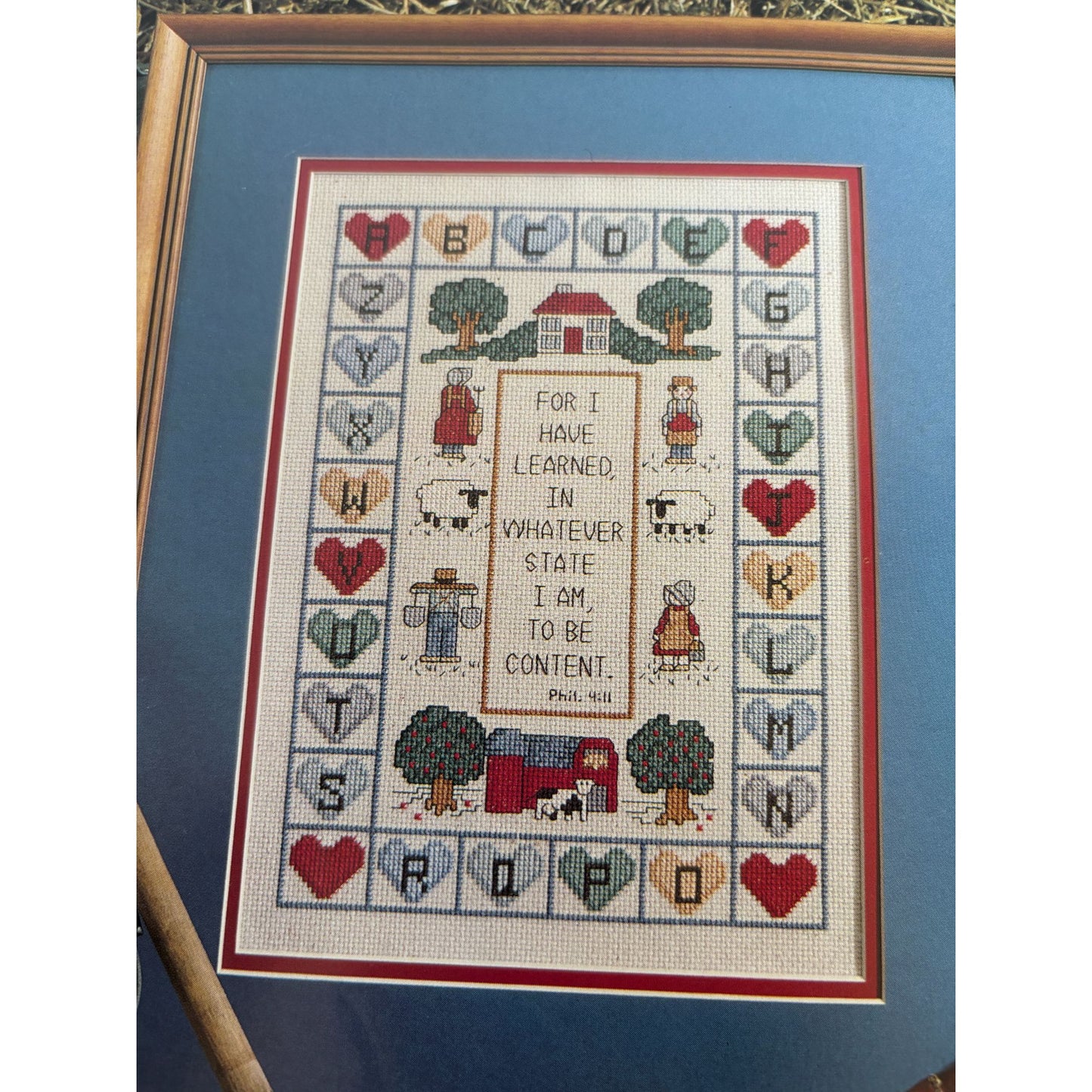 Leisure Arts Magazine August 1990 Cross Stitch Bible Verse Patriotic Pillow Flag