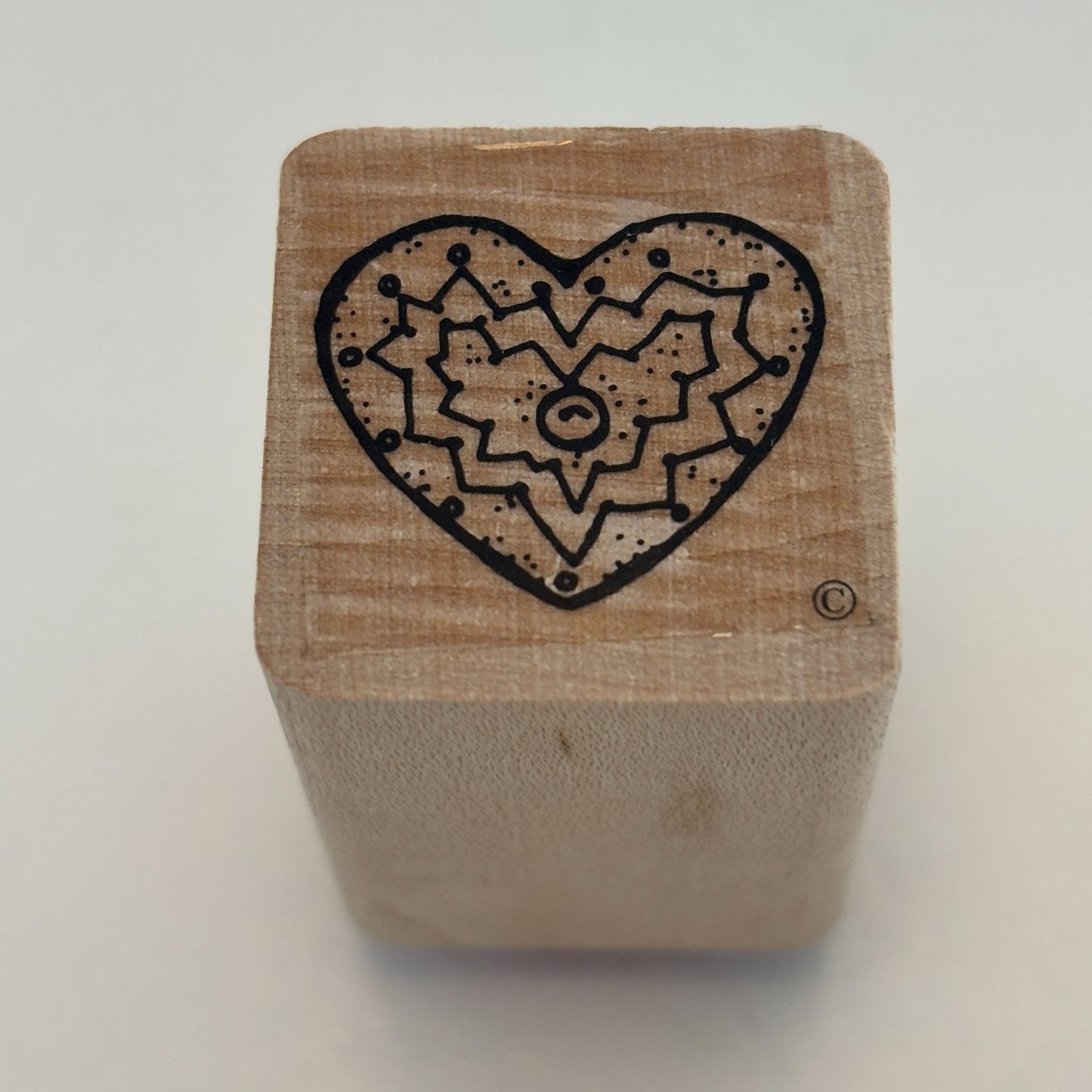 DOTS Rubber Stamp Heart Button Center Love Gift Tag Card Making Geometric