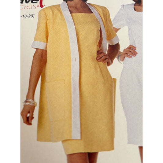 McCalls Sewing Pattern 7631 Misses Unlined Jacket Dress Work Outfit 14 16 18 20
