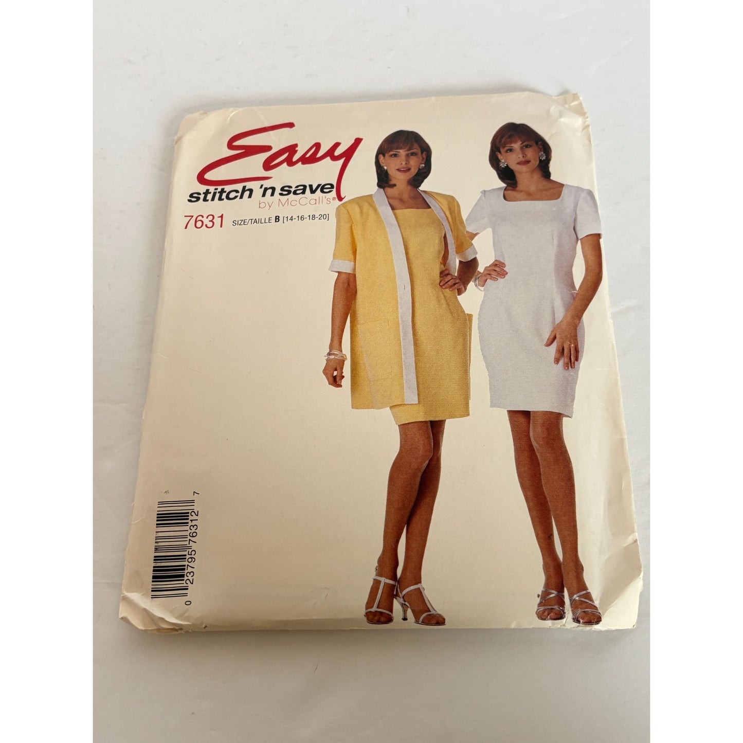McCalls Sewing Pattern 7631 Misses Unlined Jacket Dress Work Outfit 14 16 18 20