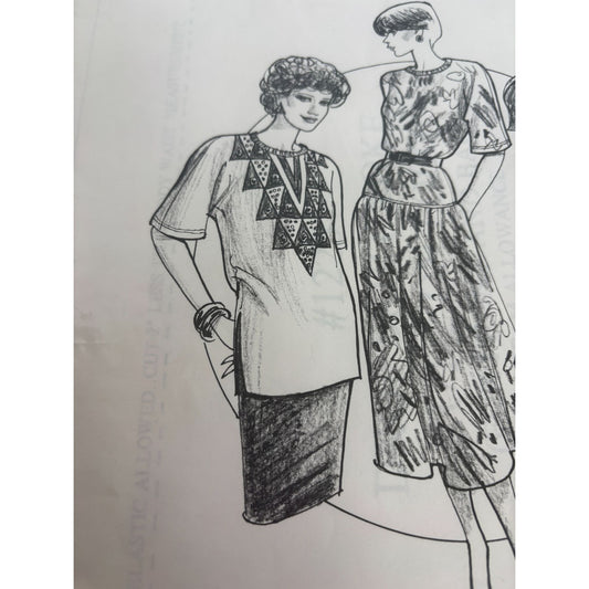Great Copy Sewing Pattern 1225 Drop Yoke Skirt Pullover Top XS-XL Uncut