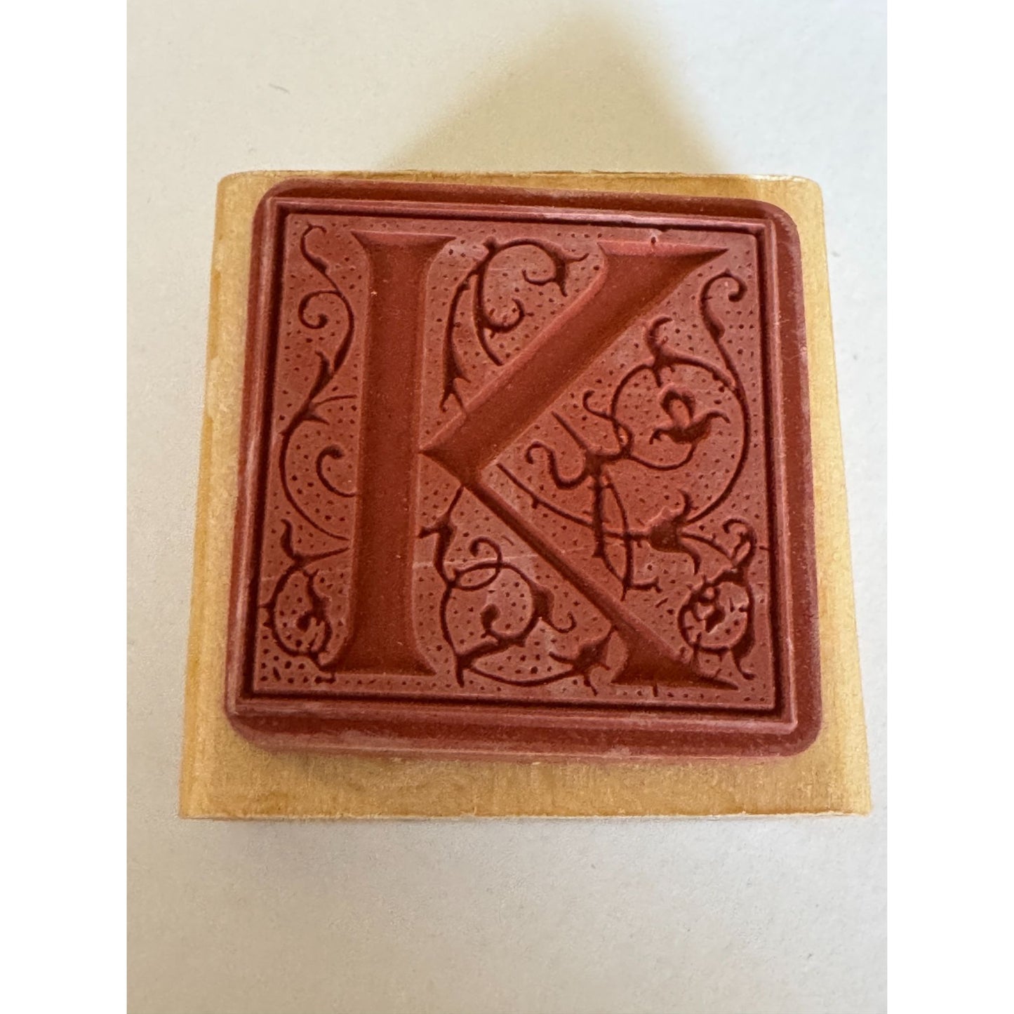 Anitas Rubber Stamp Decorative Letter K Initial Craft Square Ornate Card Making