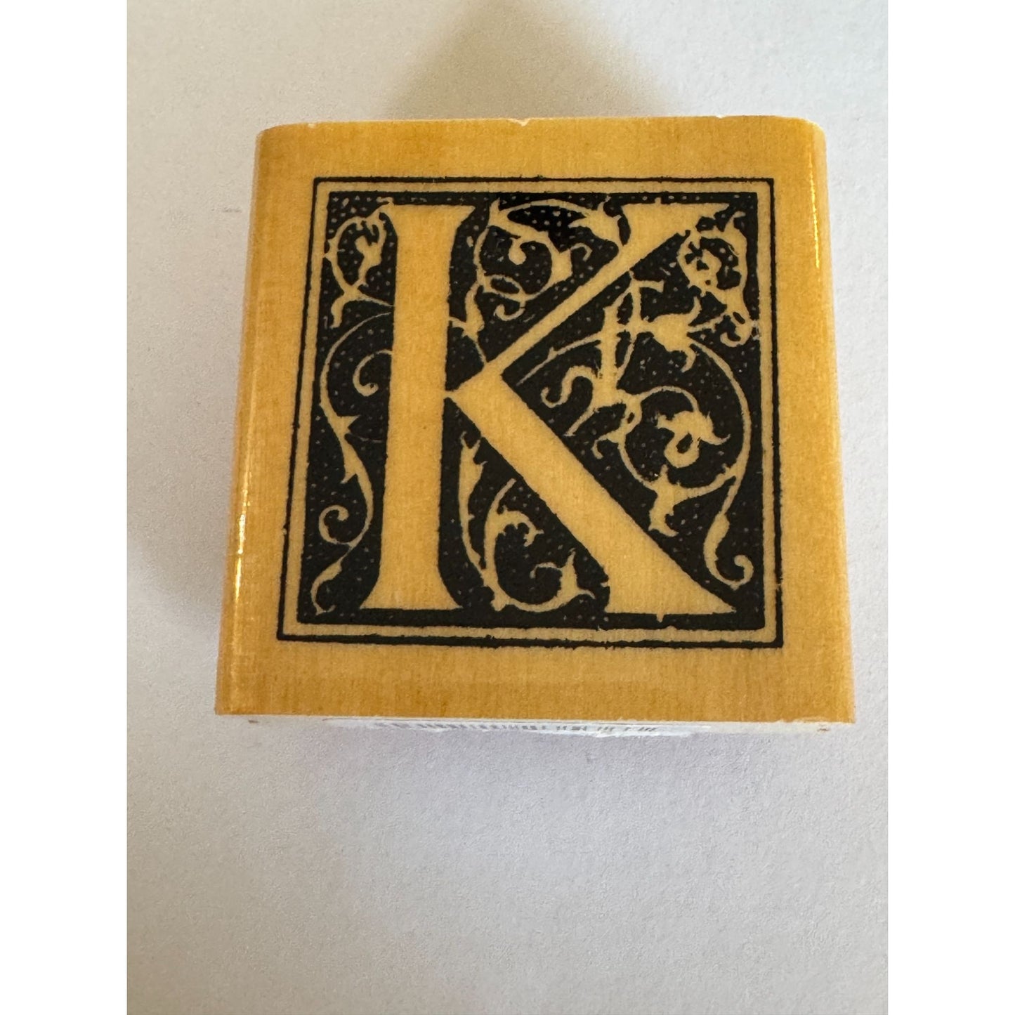 Anitas Rubber Stamp Decorative Letter K Initial Craft Square Ornate Card Making