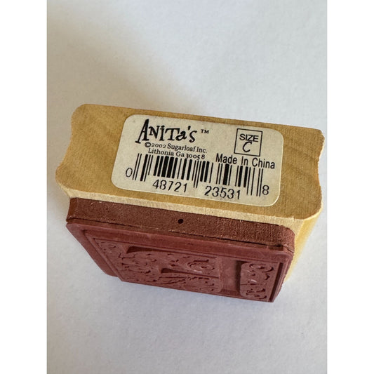 Anitas Rubber Stamp Decorative Letter F Initial Craft Square Ornate Card Making