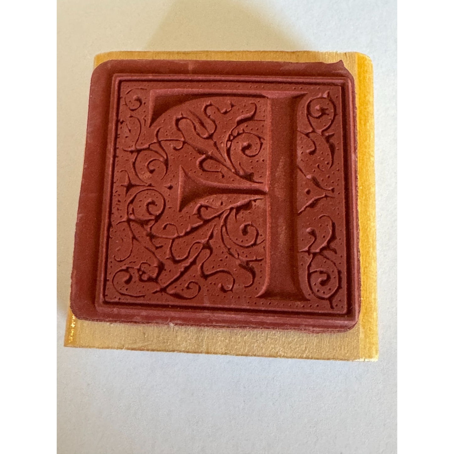Anitas Rubber Stamp Decorative Letter F Initial Craft Square Ornate Card Making