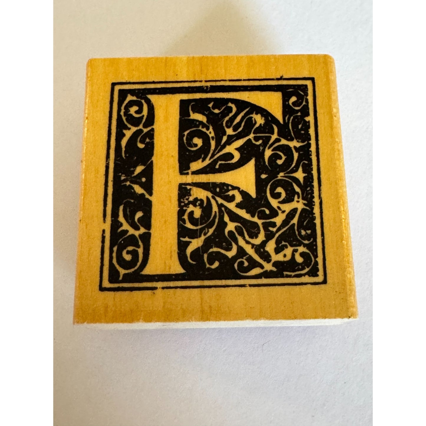 Anitas Rubber Stamp Decorative Letter F Initial Craft Square Ornate Card Making