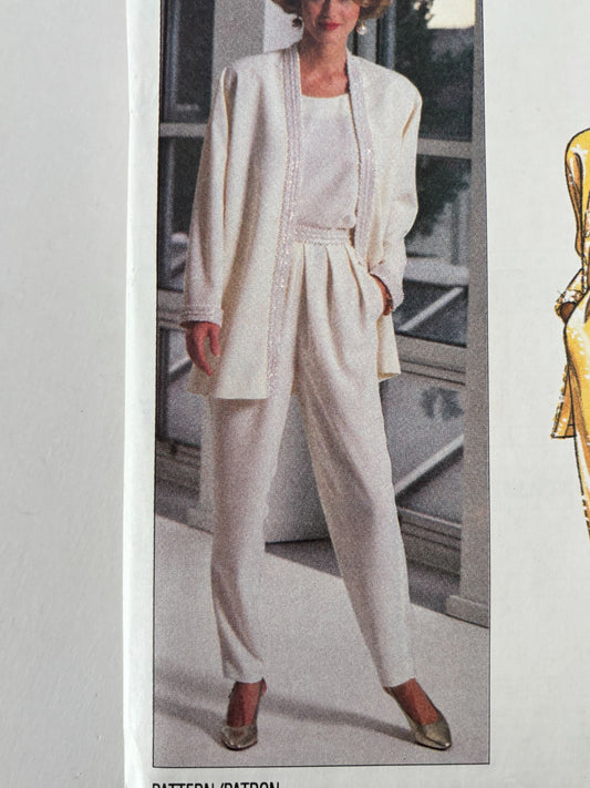 Butterick Sewing Pattern 6276 Evening Jacket Pants 1990s Vintage Easy 6 8 10 UC