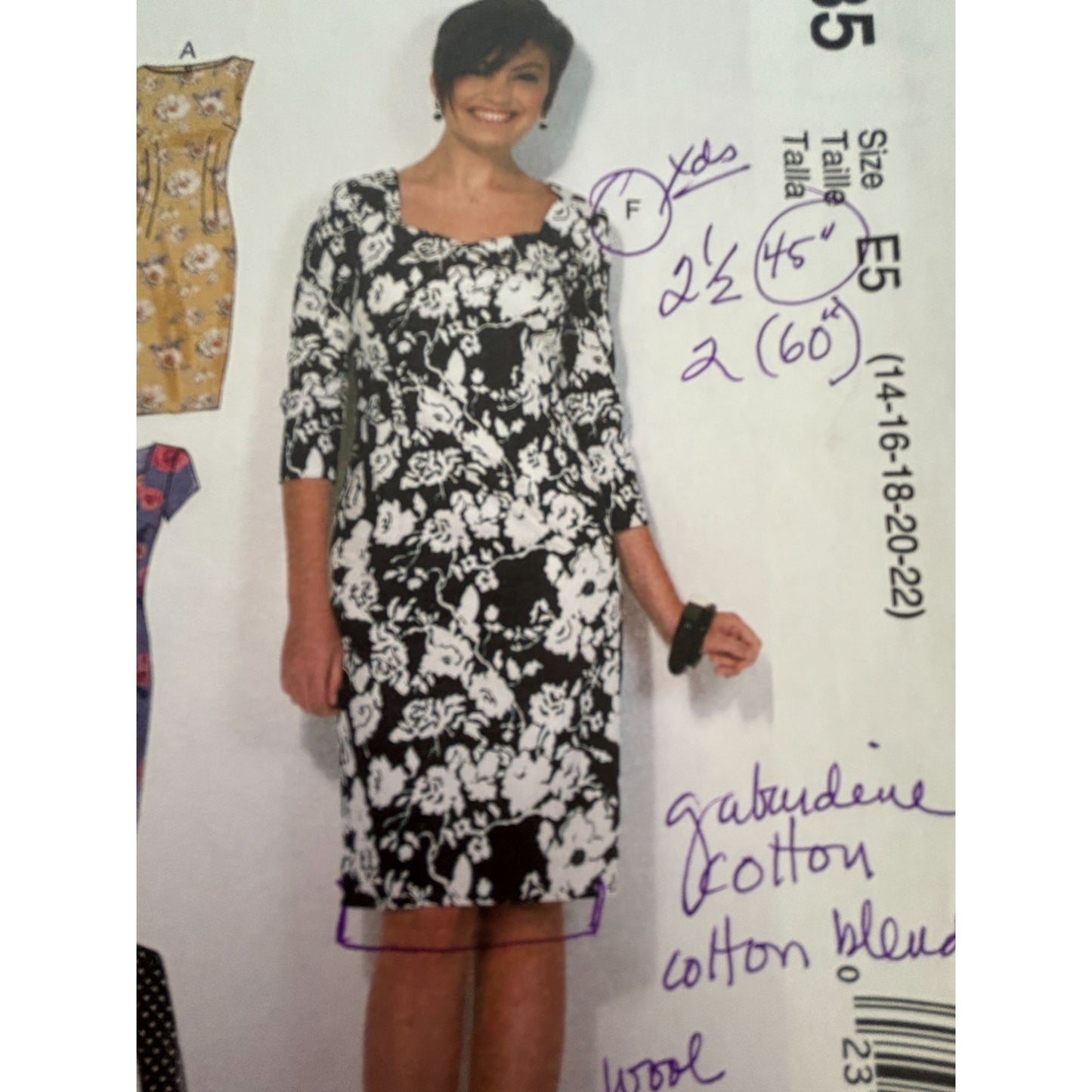 McCalls Sewing Pattern M7085 Sheath Dress Easy Sizes 14-22 Square Neck Neckline